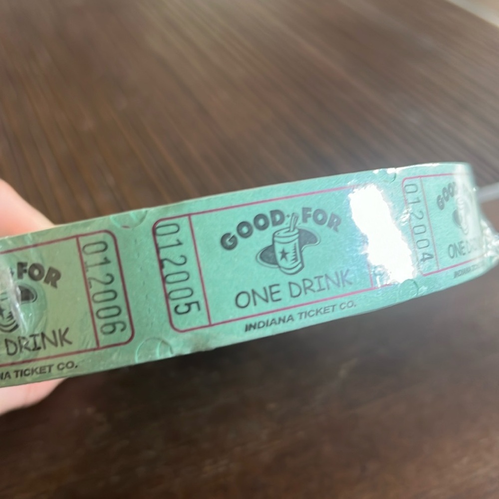 NWT INDIANA TICKET CO. - One Drink Ticket Roll